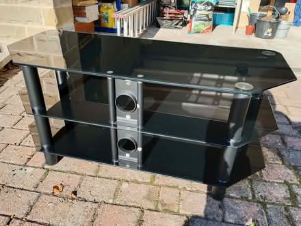 Photo of free TV Stand/Corner Unit - Black Glass, 3 Shelves (Low Moor BD12) #2