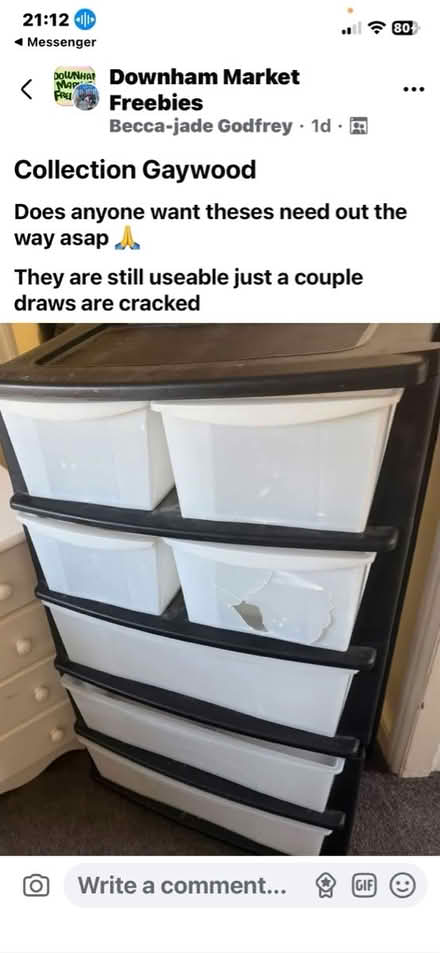 Photo of Plastic storage drawers (Kings Lynn PE30) #1