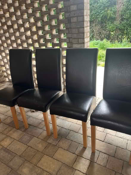 Photo of free 4 leather covered dining chairs (Seaford BN25) #1