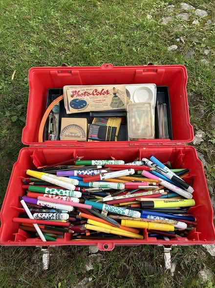 Photo of free Very big box of pens/pencils/chalk/crayons ... (Helsington LA8) #2