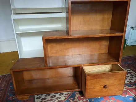 Photo of free Staggered wooden shelf (North Finchley) #2