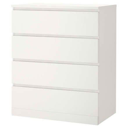 Photo of free IKEA Malm four-drawer chest (matt white with glass top) (Woking GU21) #1