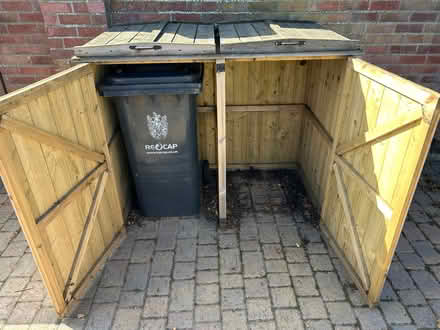Photo of free Wooden Double Bin Storage Unit (South Cambridgeshire CB24) #2