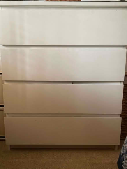 Photo of free IKEA Malm four-drawer chest (matt white with glass top) (Woking GU21) #2