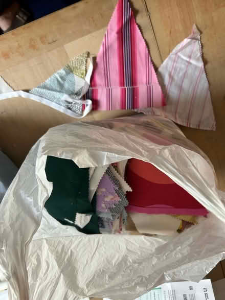 Photo of free 2 bags of bunting triangles, some loose, smaller ones sewn (Headington OX3) #1