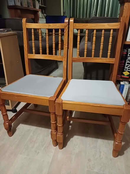 Photo of free 2 pine dining chairs (Fleetville AL1) #1