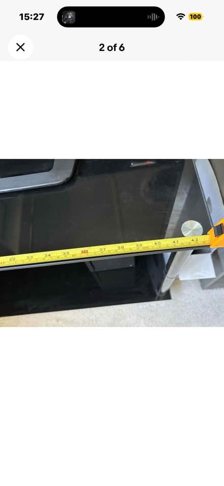 Photo of free Black glass & chrome TV stand / display unit 43”x 11.5” (110 (Hanworth TW2) #2