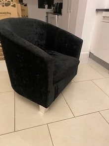 Photo of free Crush Velvet Tub Chair In Black (Croham CR0) #1