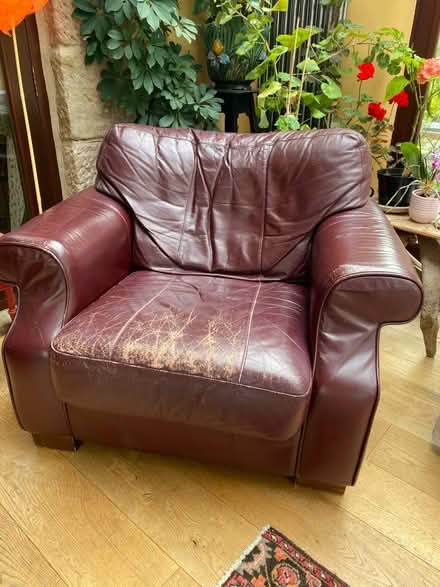 Photo of free Burgundy leather chair (Youlgreave DE45) #1