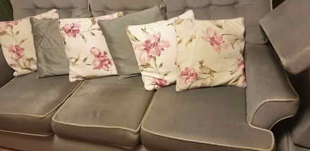 Photo of free Sofa, 2 Armchairs & Foot Stool (Stourport on Severn DY13) #1