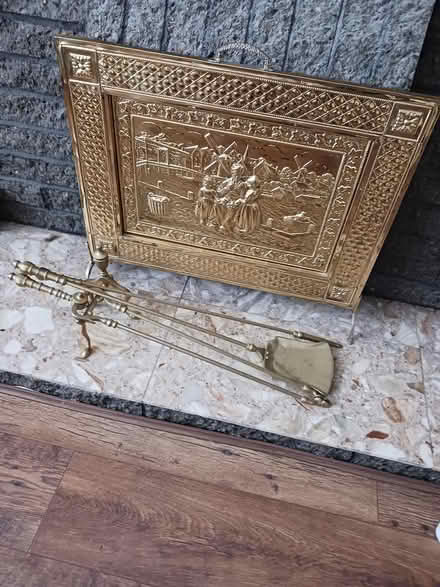 Photo of free Brass fire screen & fire set (Kilnamanagh) #1