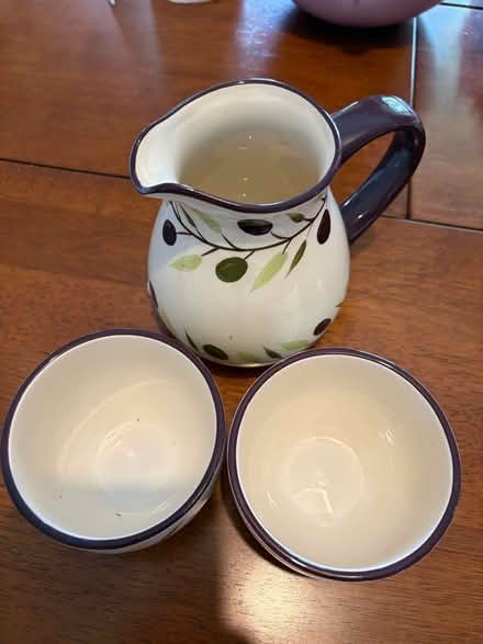 Photo of free Lovely olive decorated jug and two small bowls (Morrell Avenue OX4) #2