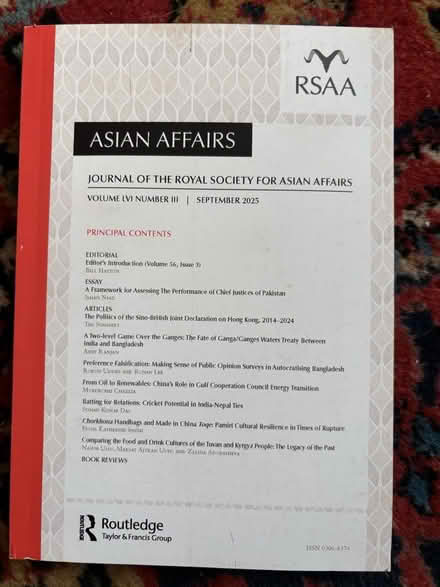 Photo of free Journal of the Royal Society for Asian Affairs (Iffley Road OX4) #1