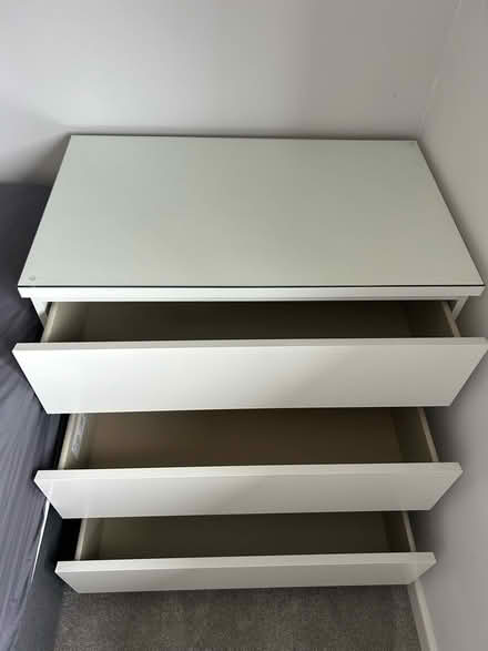 Photo of free White IKEA Malm chest of drawers with glass top (Welwyn AL6) #2