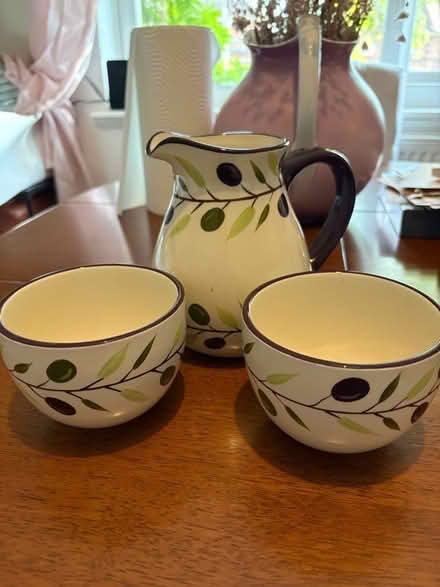 Photo of free Lovely olive decorated jug and two small bowls (Morrell Avenue OX4) #1