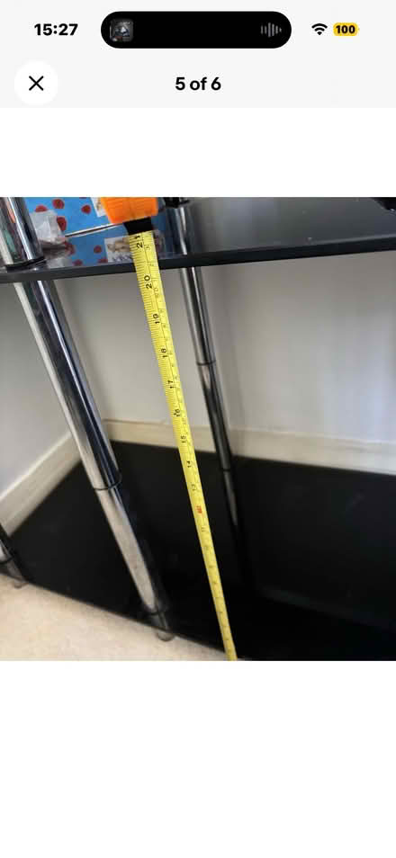 Photo of free Black glass & chrome TV stand / display unit 43”x 11.5” (110 (Hanworth TW2) #4