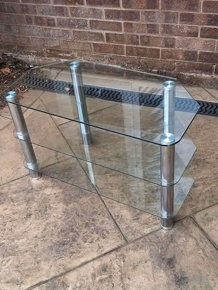 Photo of free Clear Glass & Chrome TV Table (Dinnington S25) #2
