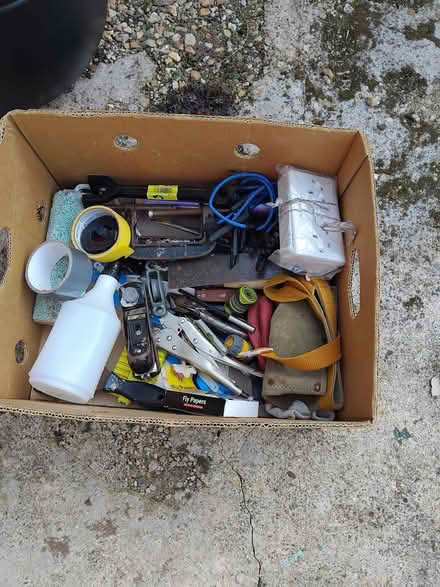 Photo of free Box of miscellaneous tools, etc. (Barnard's Green WR14) #1