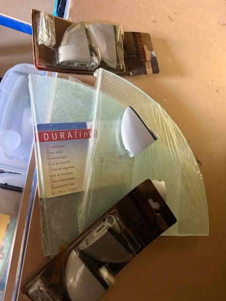 Photo of free 3 new Duraline glass corner shelves (Barnes SW13) #1