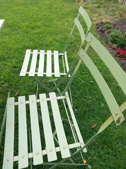 Photo of free Green metal garden table and 4 chairs (Bare LA4) #4
