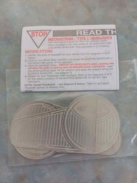 Photo of free Pack unused Type 1 headlight deflectors 4 driving in Europe (Earley RG6) #2