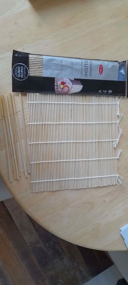 Photo of free Two bamboo sushi rolling mats and 6 x chopsticks (Saughall village CH1) #1