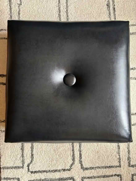 Photo of free Vintage Black Leather Foot Stool (Rego Park, Queens) #1