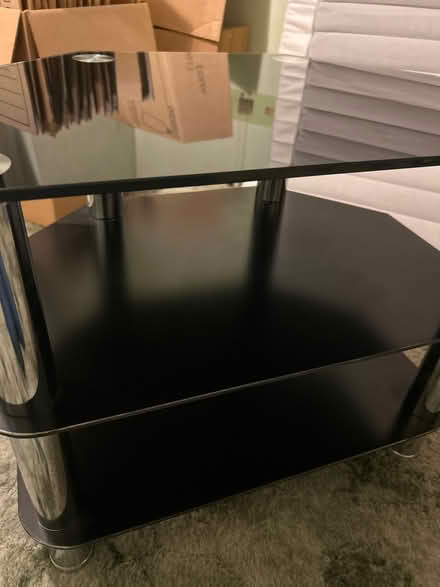 Photo of free Black glass TV stand (Kidderminster, DY10) #1