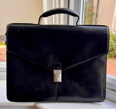 Photo of free Black leather briefcase (Great Dunmow CM6) #1