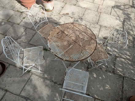 Photo of free Outdoor metal garden table and four chairs (Englishcombe BA2) #1