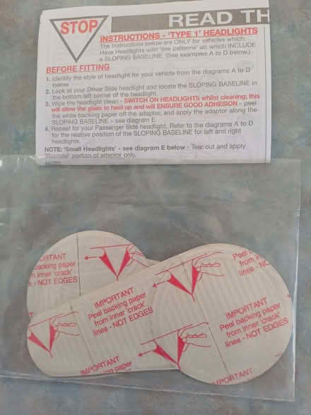 Photo of free Pack unused Type 1 headlight deflectors 4 driving in Europe (Earley RG6) #1