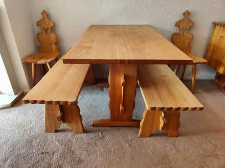 Photo of free Solid pine dining table & benches (Cwmbran NP44) #4