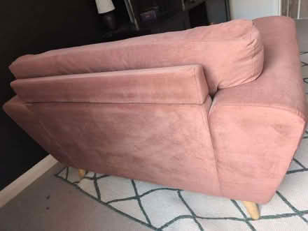 Photo of free Pink velvet loveseat sofa / large armchair (Seven Dials BN1) #1