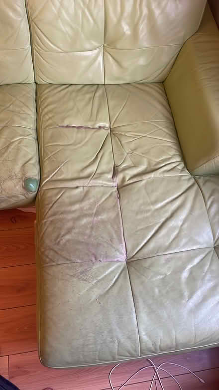 Photo of free Green leather sofa (Canonbury N1) #2