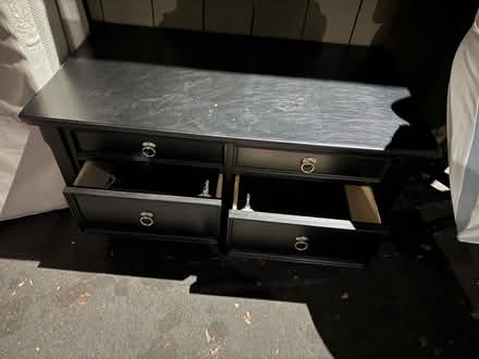 Photo of free Low-lying 4-drawer wooden dresser (1075 Valencia Avenue) #1