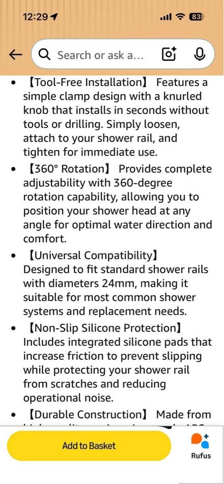 Photo of free Shower riser holder (Belle Vale L25) #3