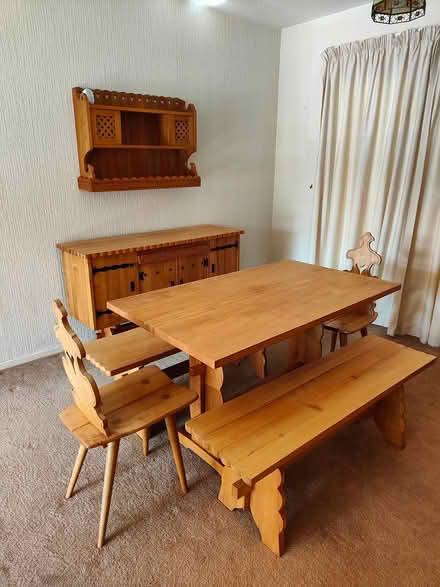 Photo of free Solid pine dining table & benches (Cwmbran NP44) #1