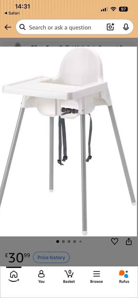 Photo of free White highchair (Hale, Hampshire. SP6) #1