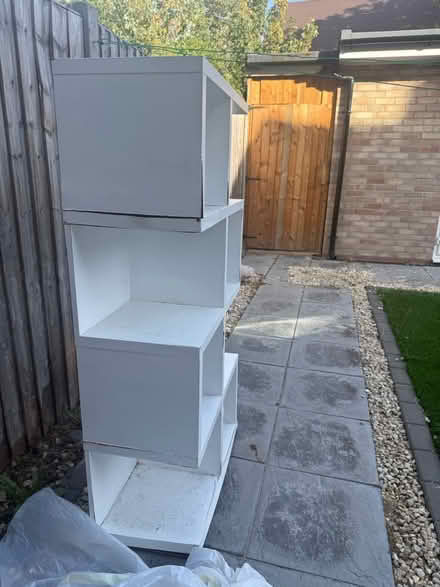 Photo of free White staggered cube bookshelf (Enfield EN3) #2