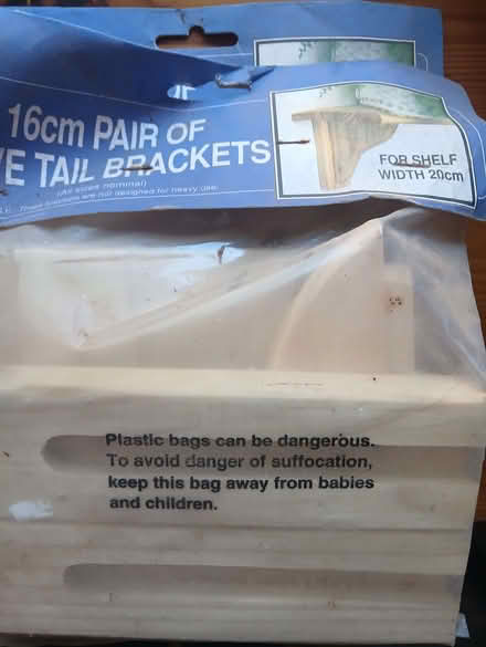 Photo of free Two pairs of wood dovetail brackets (Reddish SK5) #1
