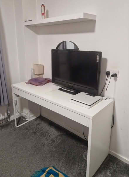 Photo of free Computer desk with 2 drawers (OL9 6SB) #2