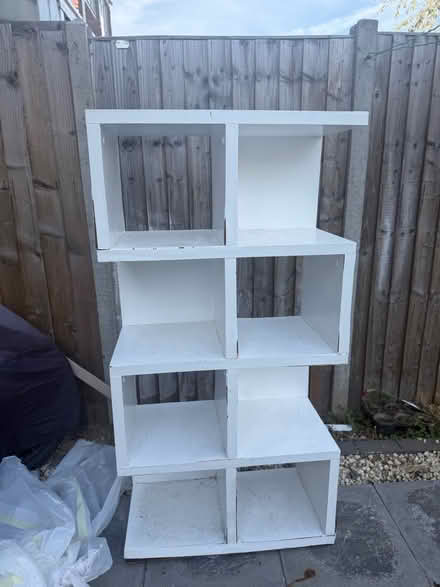 Photo of free White staggered cube bookshelf (Enfield EN3) #1