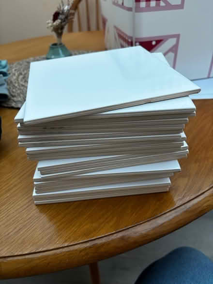 Photo of free 20 plain white porcelain tiles 15cm (Arborfield RG2) #1
