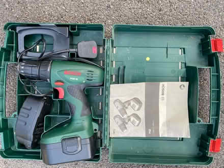Photo of free Bosch PSR 18 cordless drill with 2 batteries, charger & case (Noke OX3) #1