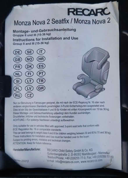 Photo of free Blue Car seat - Recaro Monza Nova 2 (Redhill, Colesmead area, RH1) #3