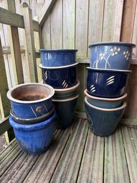 Photo of free 11 glazed ceramic plant pots (Weston BA1) #1