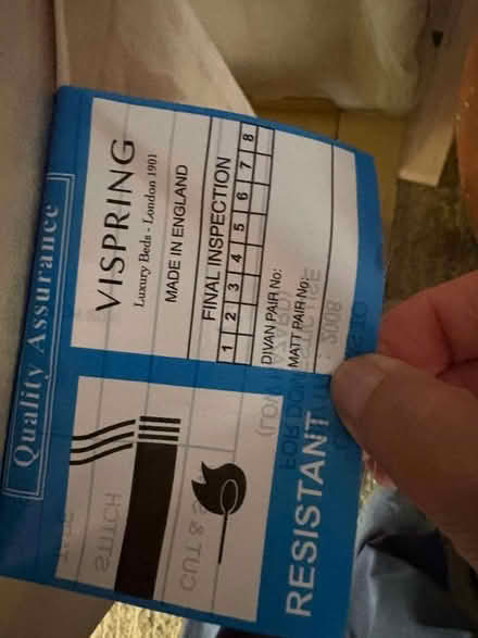 Photo of free Vispring Prestige Double bed (Jordans HP9) #4