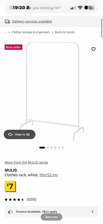 Photo of free Ikea MULIG Clothes rack, white (Home E7) #1