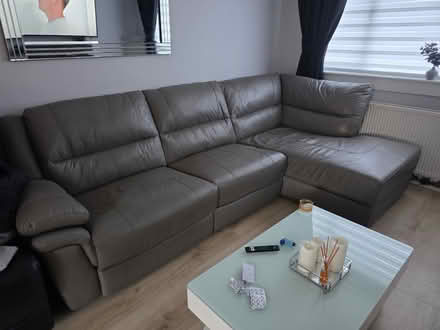 Photo of free Grey leather corner sofa (Clydebank) #2