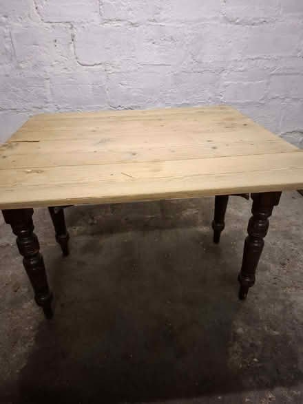 Photo of free Old fashioned pine table, drop leaved, plus drawer (Hertford SG13) #1